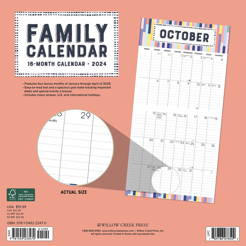 Family Planner 2024 Wall Calendar – Willow Creek Press