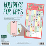 Holidays for Days 2024 12" x 12" Wall Calendar