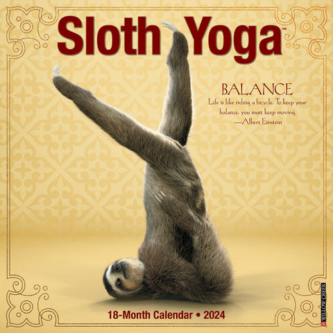 Sloth Yoga 2024 12" x 12" Wall Calendar