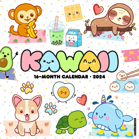 Kawaii 2024 12" x 12" Wall Calendar